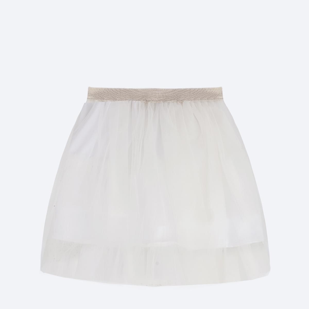 Saia de Tule Pampili Strass Coloridos Off White - traseira da saia
