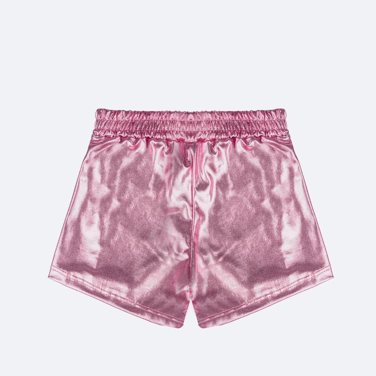 Short Infantil Pampili Pink Holográfico - costas do short metalizado