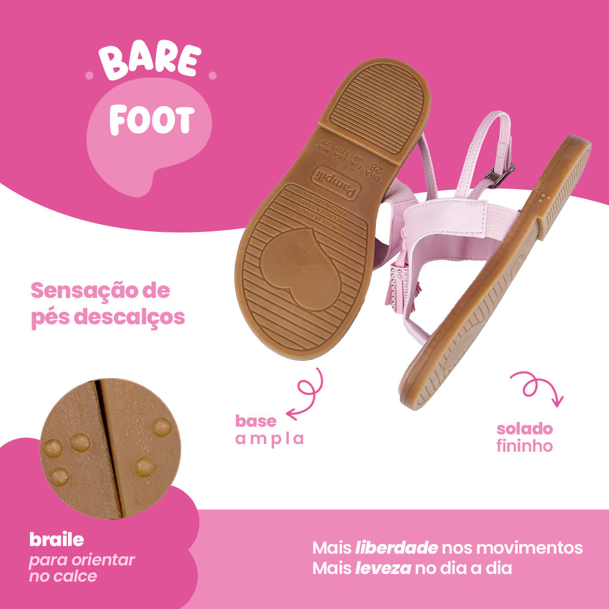 Sandália Infantil Pampili Maitê com Tassel Rosa Claro
