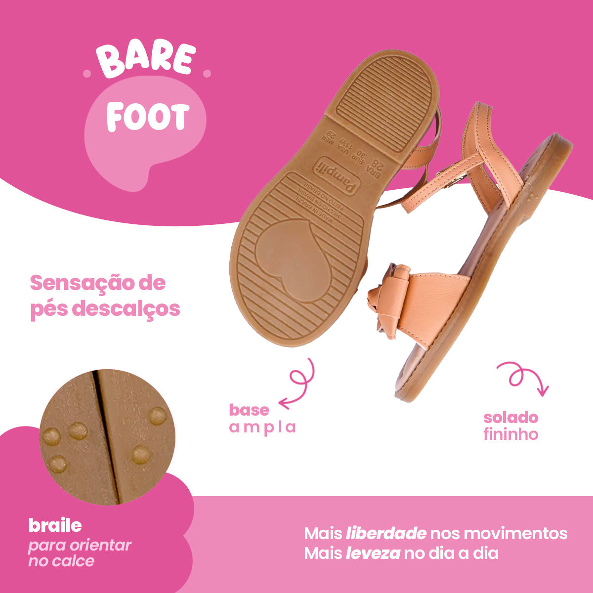 Sandália Infantil Pampili Maitê com Laço Caramelo