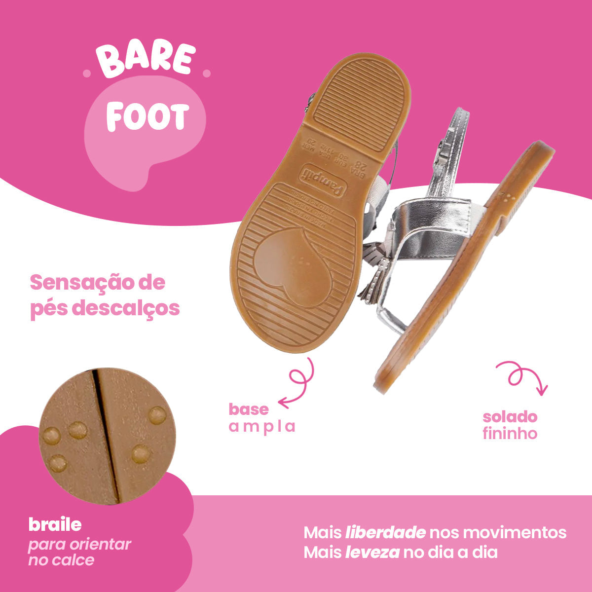Sandália Infantil Pampili Maitê com Tassel Prata
