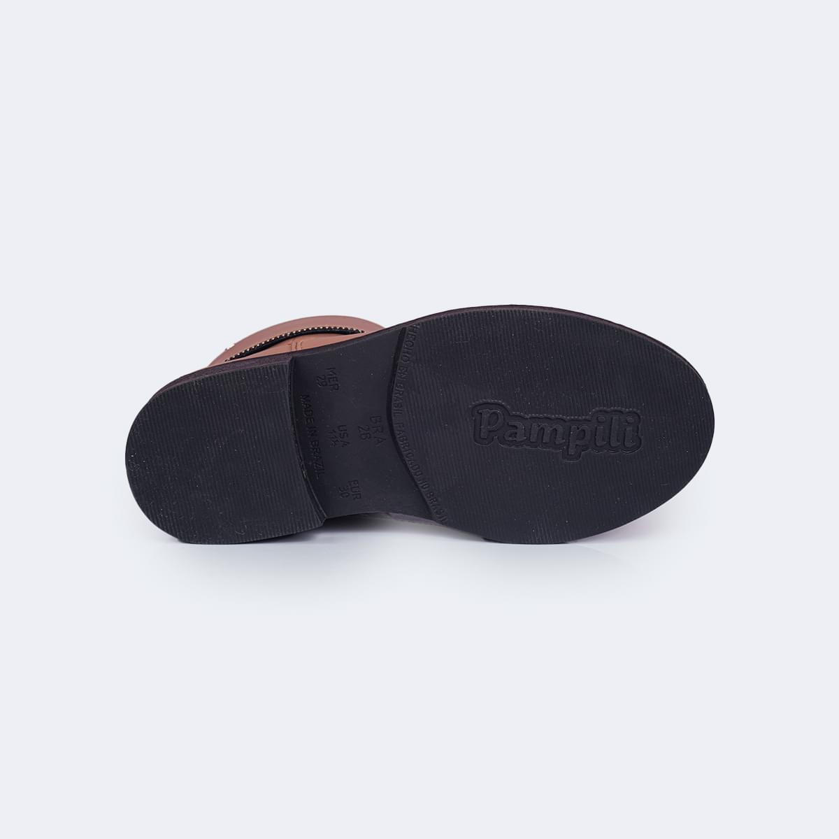 Bota Infantil Pampili Safira Montaria com Strass Marrom