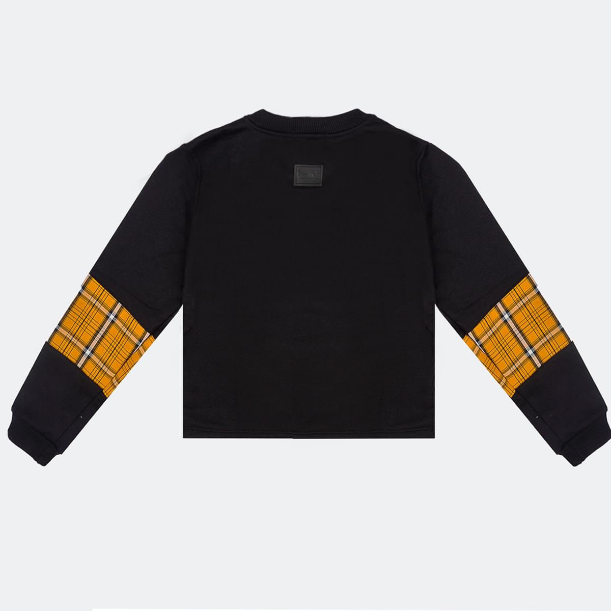 Blusa Infantil Vallen Moletom Manga Longa Preto e Amarelo - moletom preto infantil