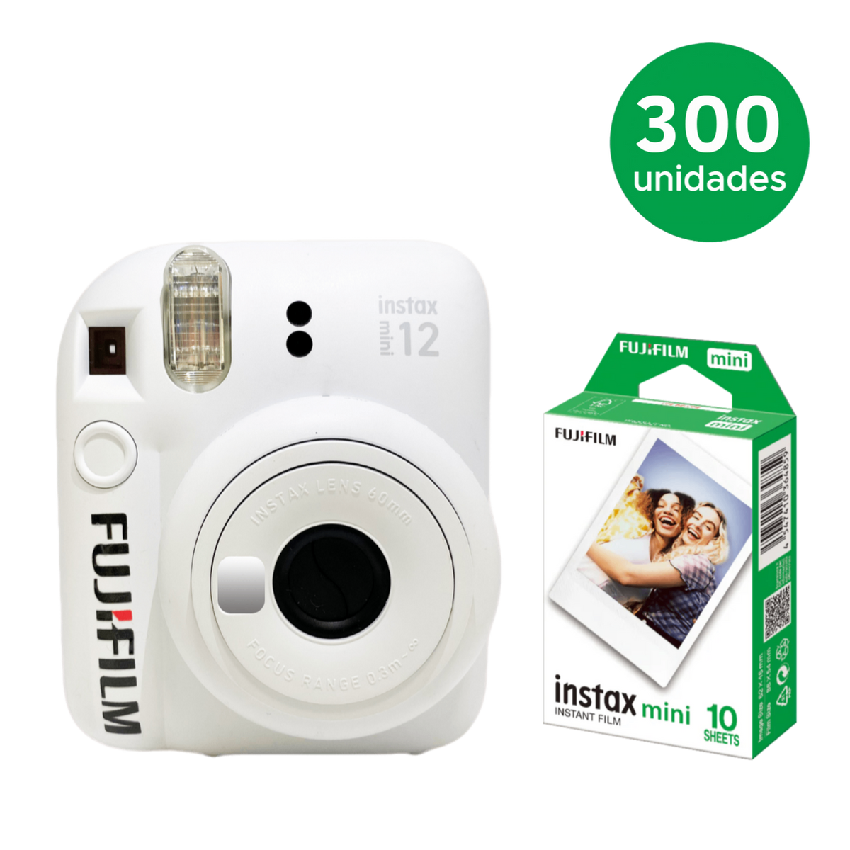 300 instax mini 12™ Personalizada + 300 caixas com 10 Filmes