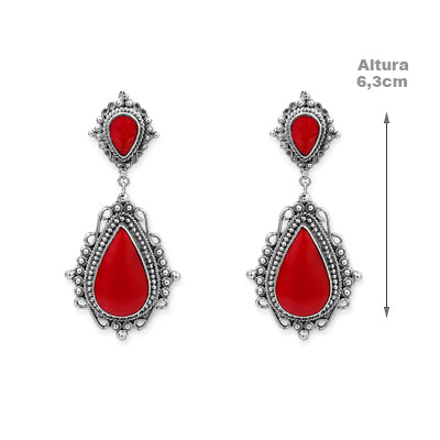 Brinco de Prata com Coral - 42413