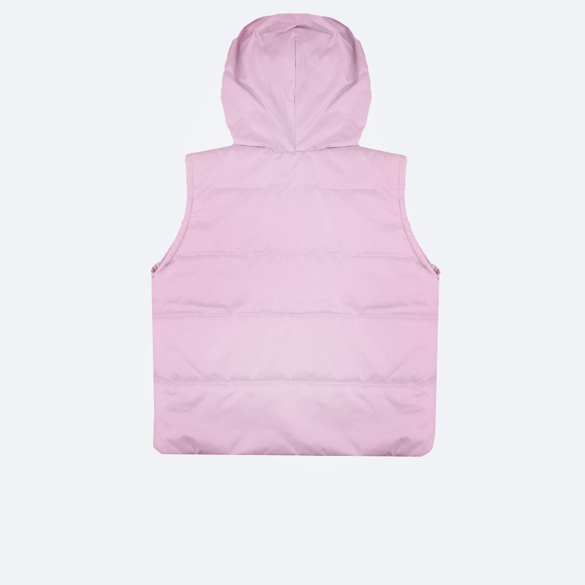 Colete Feminino Pampili Puffer Capuz Rosa - costas do colete puffer