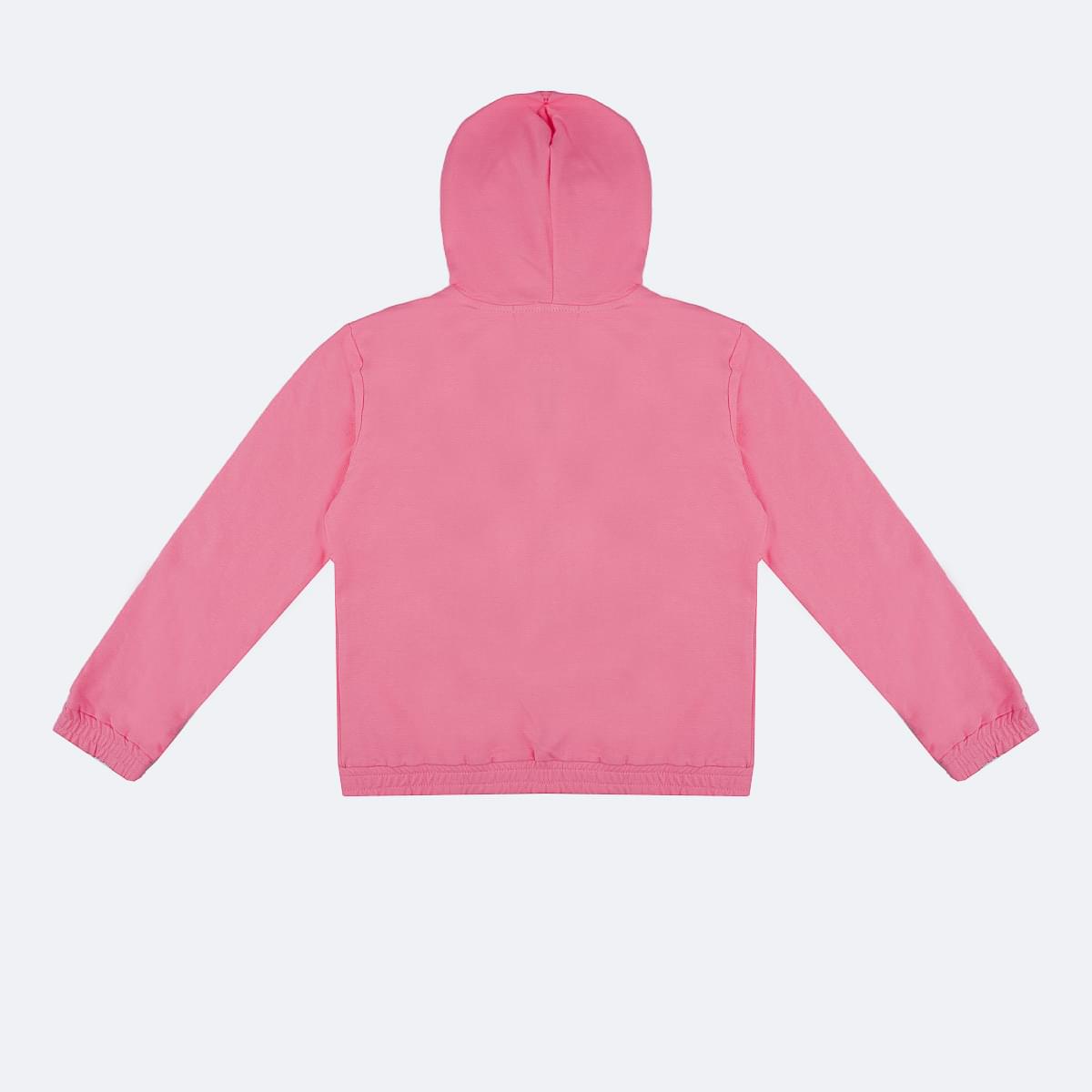 Jaqueta Infantil Feminina Pampili Capuz Mood Rosa - costas da jaqueta infantil