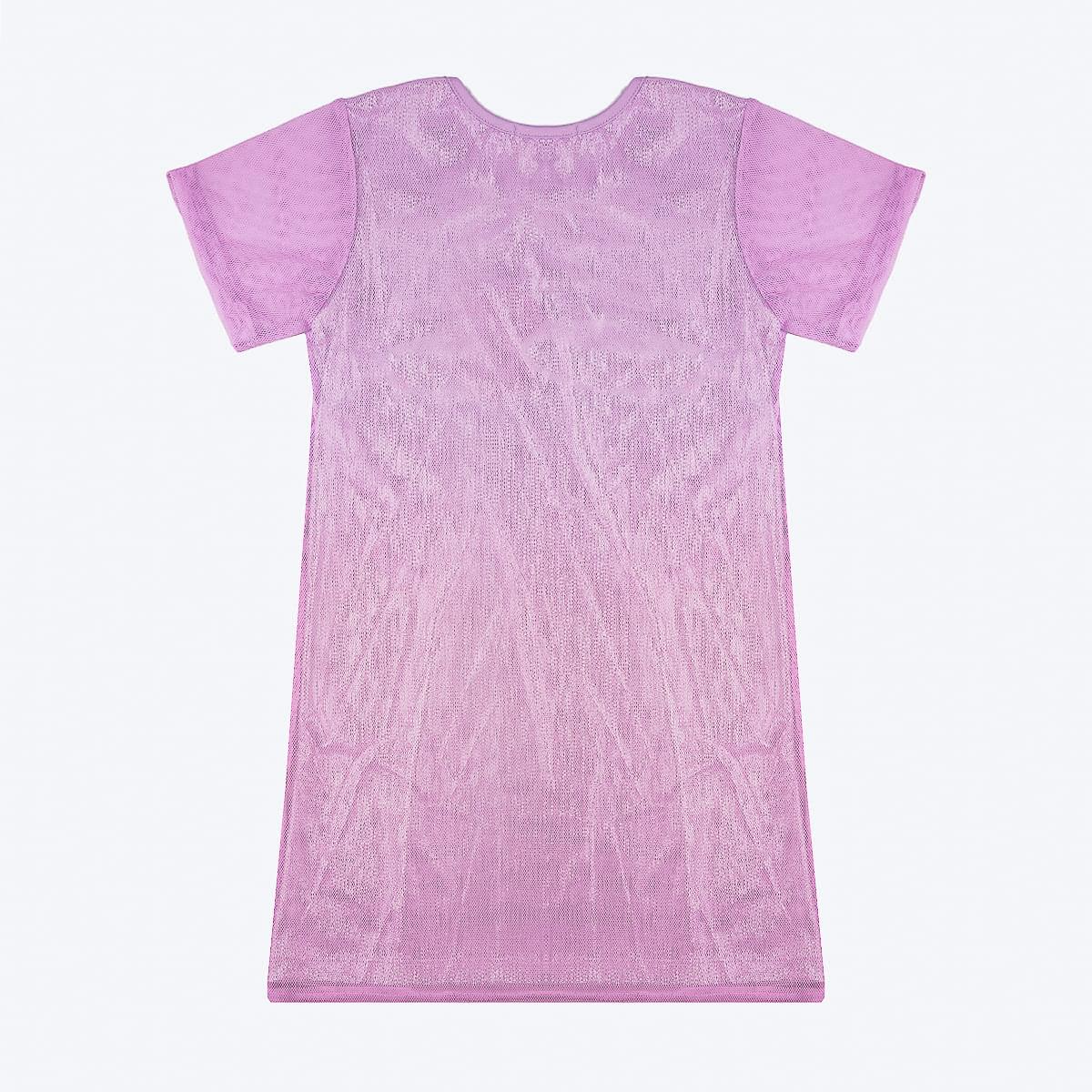 Vestido Infantil Pampili Tela Carinha Divertida Holográfico Lilás - costas do vestido infantil