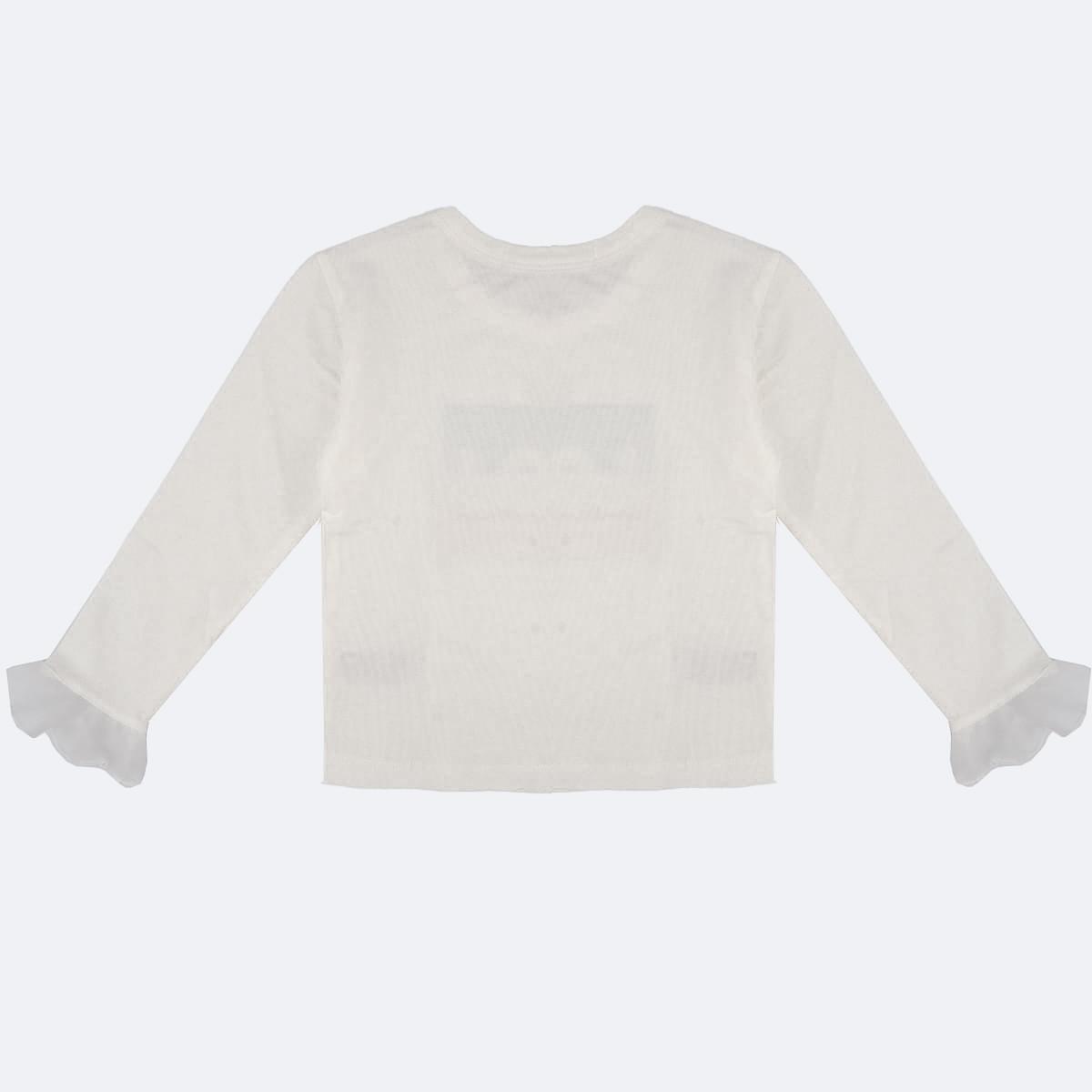 Blusa Infantil Pampili Babado Voal Off White - costas da camiseta de manga
