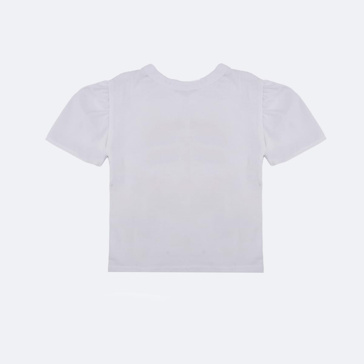 Camiseta Infantil Pampili Coração Holográfico e Strass Branca - costas da camiseta