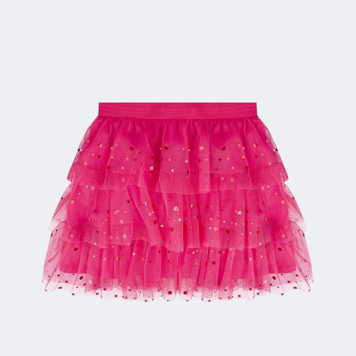 Saia Infantil Pampili Babados em Tule Pink
