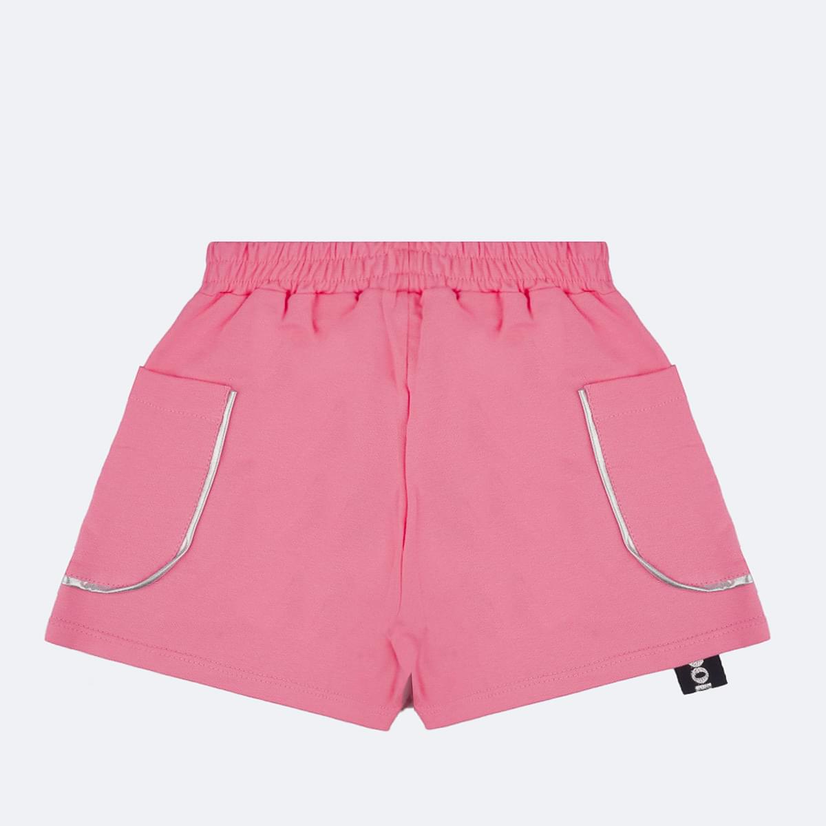 Short Infantil Pampili Moletom Bolsos Laterais Rosa - costas do short