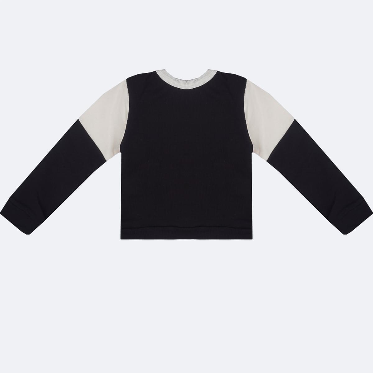Blusa Infantil Pampili Moletom Funny Off White e Preta - costas do moletom infantil