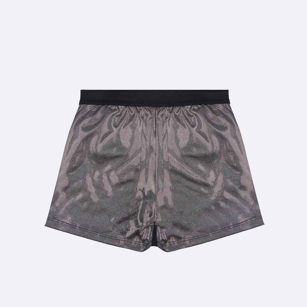 Short Saia Infantil Pampili Holográfica Prata - traseira do short saia