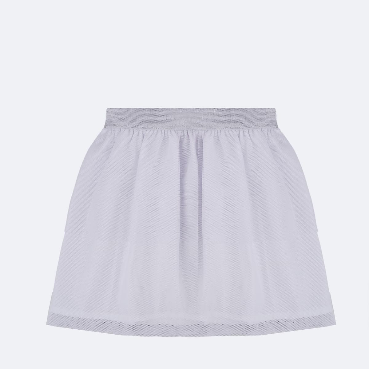 Saia de Tule Pampili Camadas e Strass Cascata Off White - costas da saia de tule