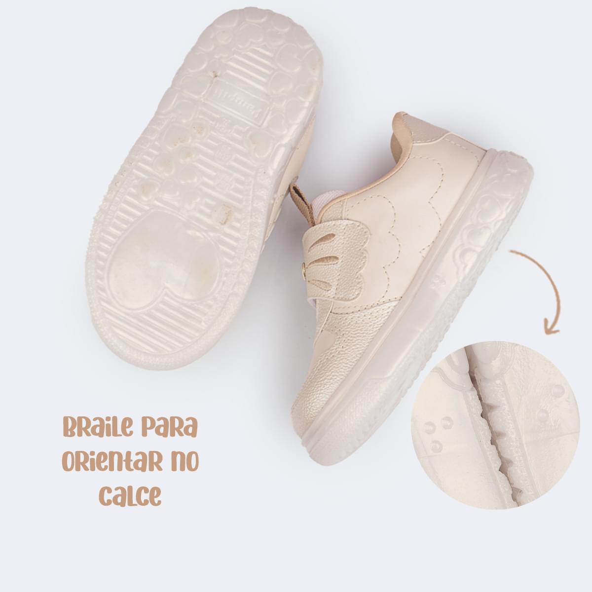 Tênis de Led Infantil Pampili Sneaker Luz Coelhinho Nude