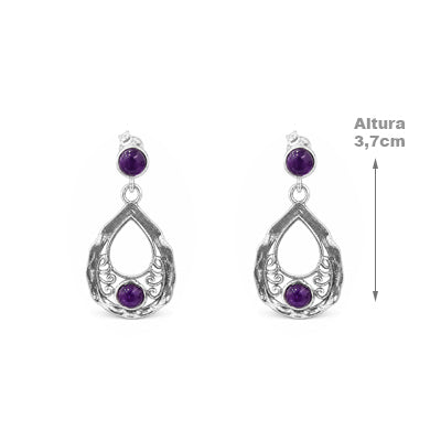 Brinco de Prata com Ametista - 49116