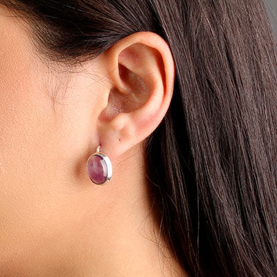 Argola de Prata com Ametista - 55600