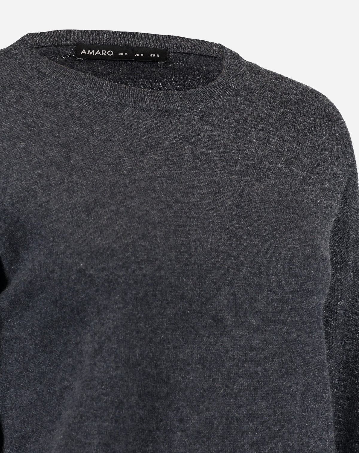 Suéter Cashmere Deluxe Gola Careca - Cinza Mescla Escuro
