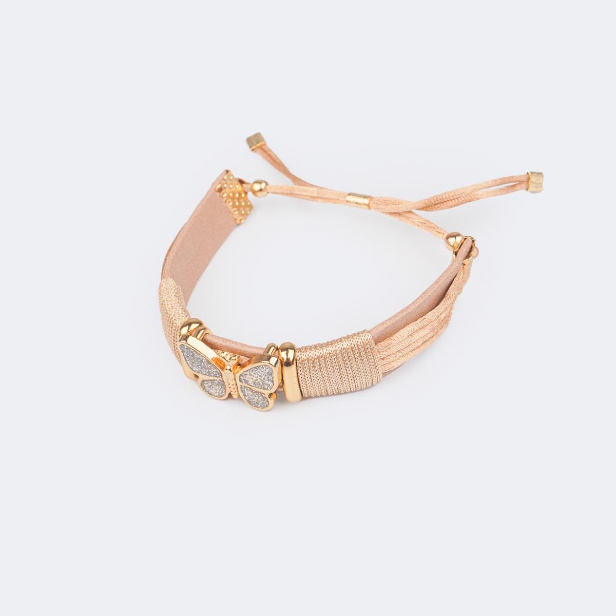 Pulseira Infantil Pampili Borboleta Bege - pulseira de borboleta infantil