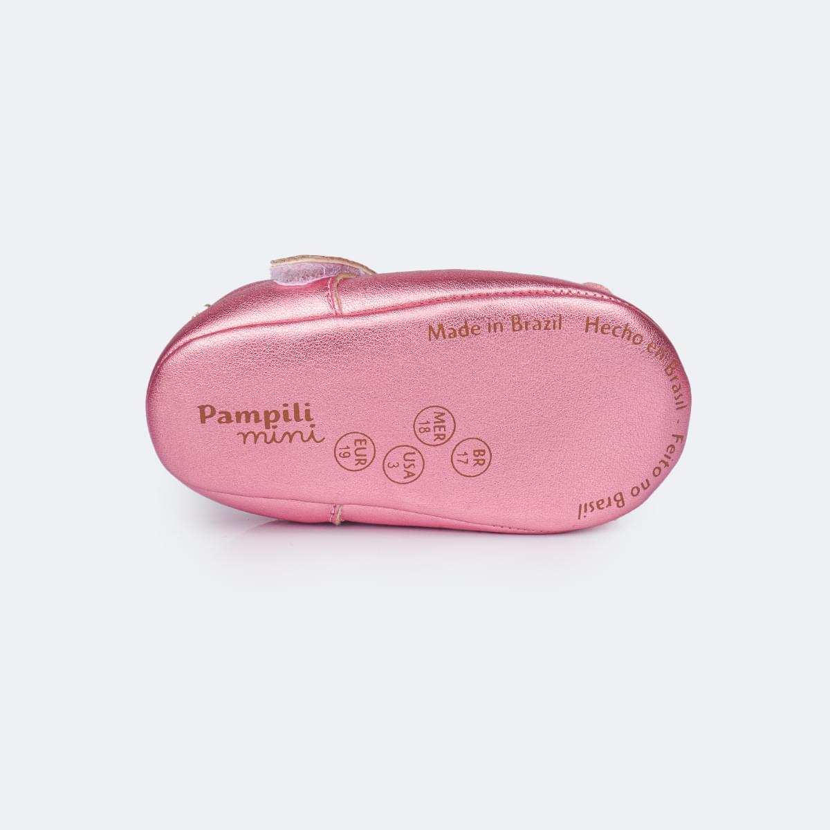 Sapato de Bebê Pampili Nina Laço Duplo Rosa Claro - solado de tecido macio