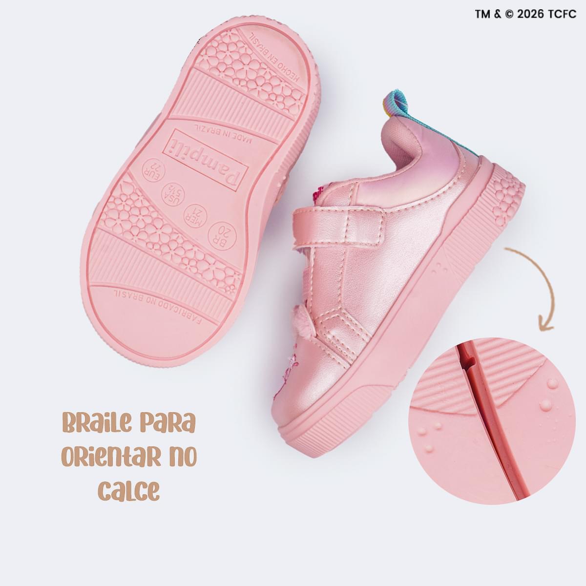 Tênis Infantil Pampili Yumi Ursinhos Carinhosos Pelúcia Rosa