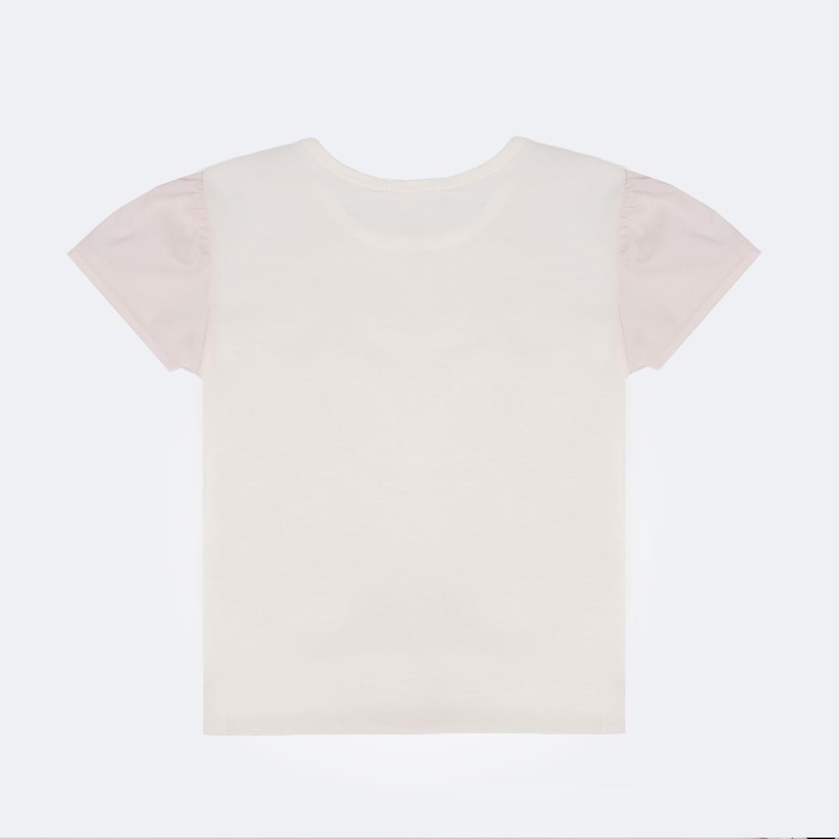 Camiseta Infantil Pampili Coração de Strass Degradê Nude e Dourada - costas camiseta menina