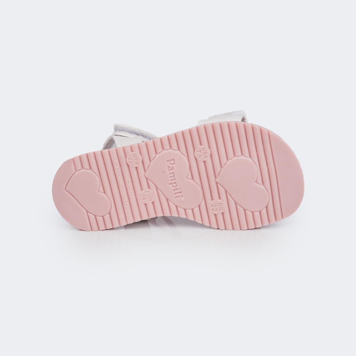 Sandália Infantil Pampili Slim Bombom Strass Branca - solado antiderrapante