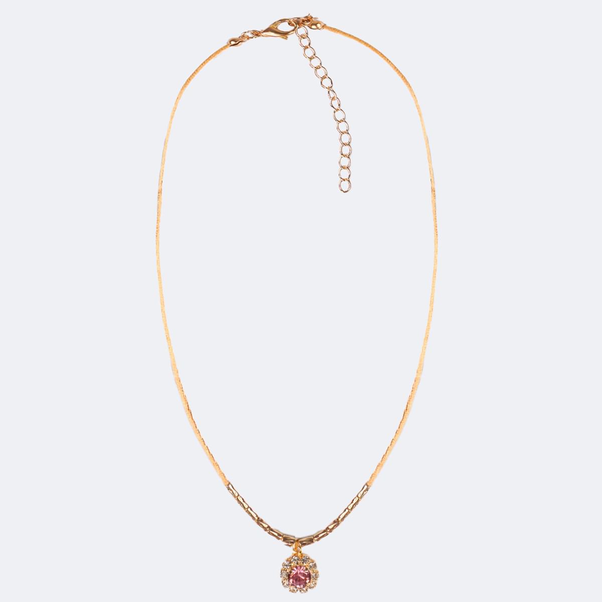 Colar Choker Infantil Pampili Flor Strass Rosa - colar ponto de luz