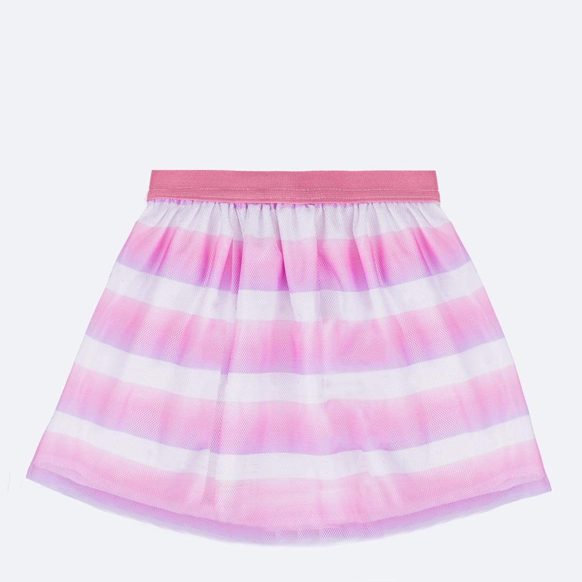 Saia de Tule Pampili Strass e Listras Degradê Colorida - costas da saia