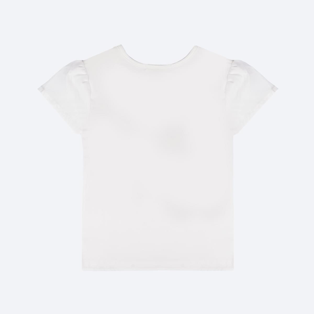 Camiseta Infantil Pampili Corações e Listras Off White e Lilás - costas da camiseta