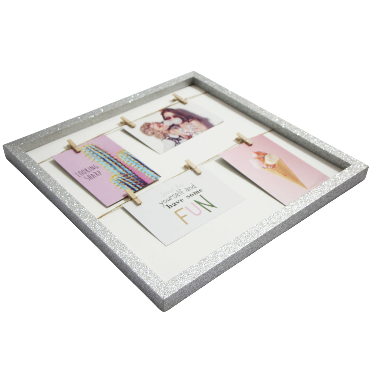 QUADRO COM MOLDURA GLITER PRATA