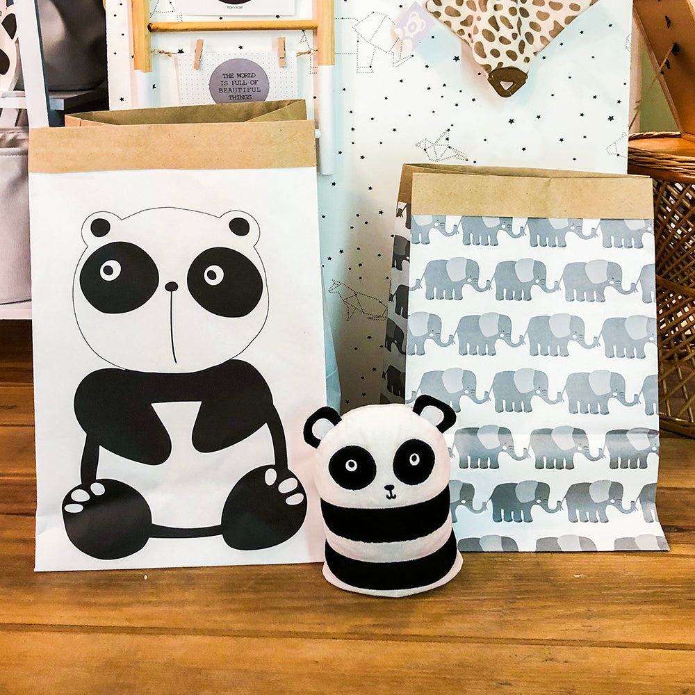 JOGO DE 2 CESTOS CESTO DE PAPEL CORPO DE PANDA E ELEFANTES