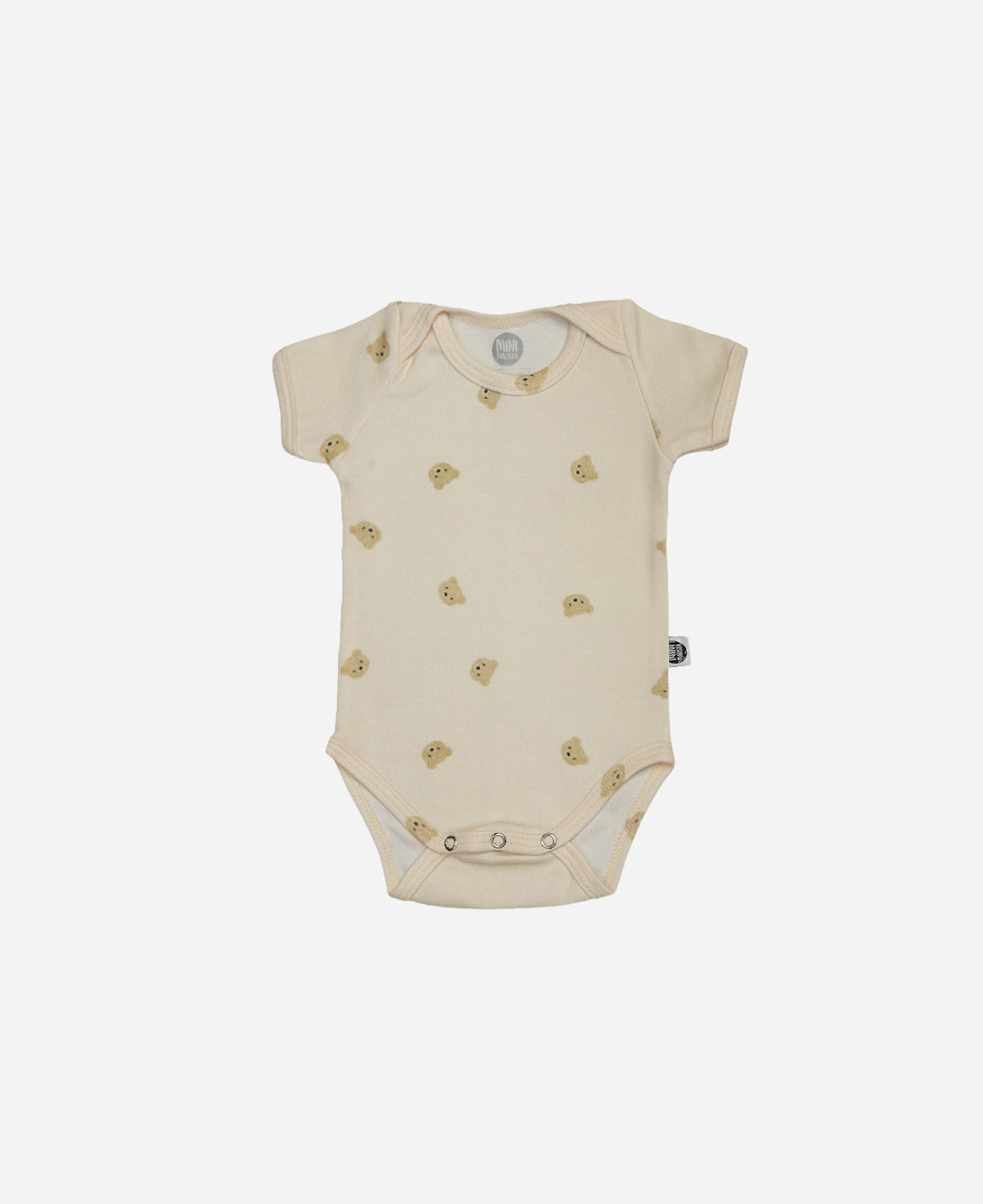Body de Bebê Manga Curta Unissex — estampa Baby Bear (ursinhos fofos sobre cinnamon) — Coleção Back to Basics — 100% algodão fio egípcio — MiniMalista Baby