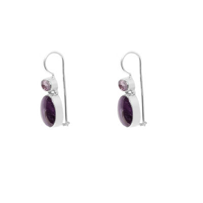 Brinco de Prata com Ametista - 55740