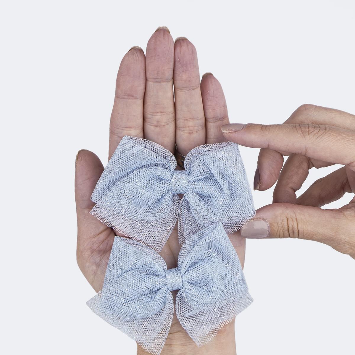Kit de Presilha Infantil Pampili Laço de Tule Azul