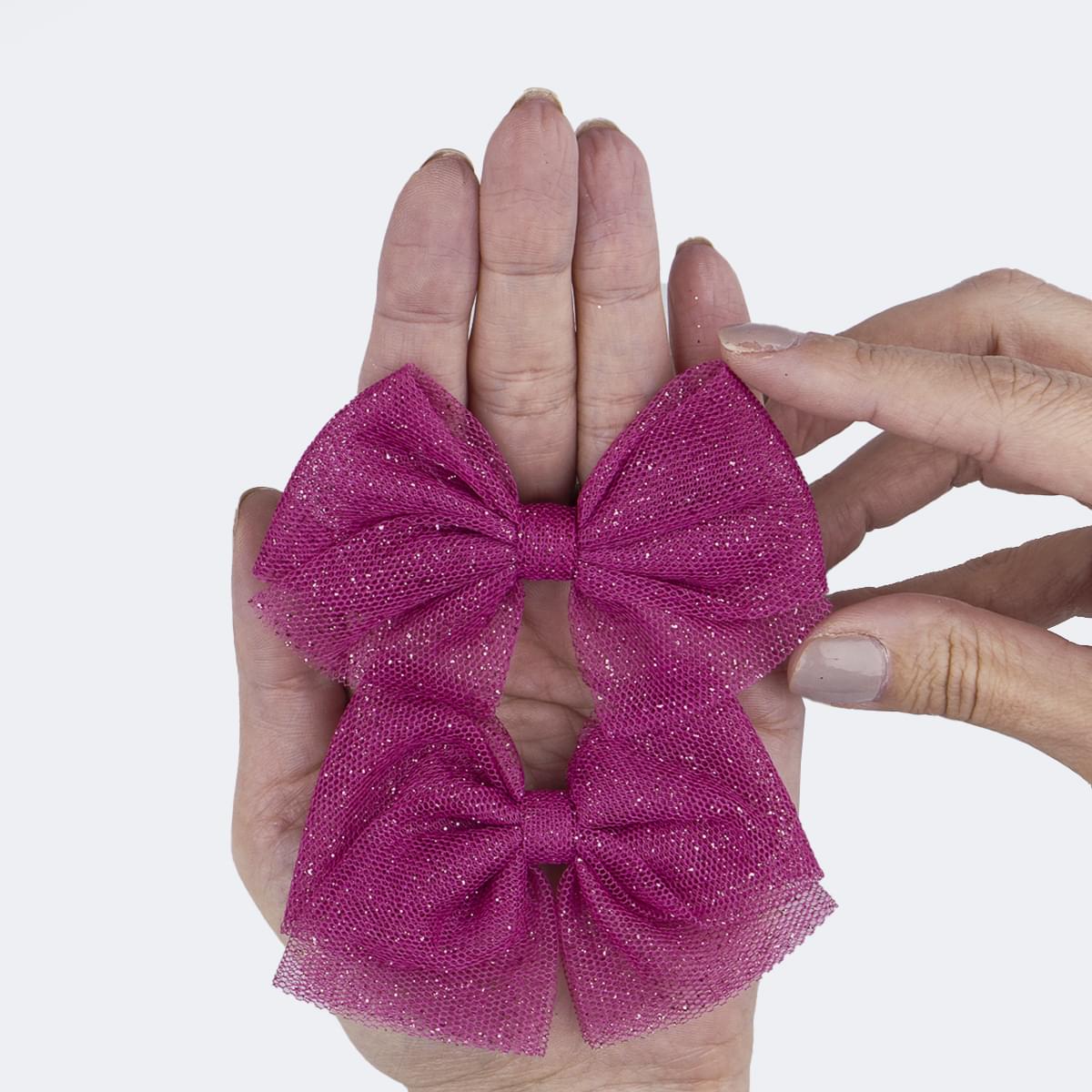 Kit de Presilha Infantil Pampili Laço de Tule Pink