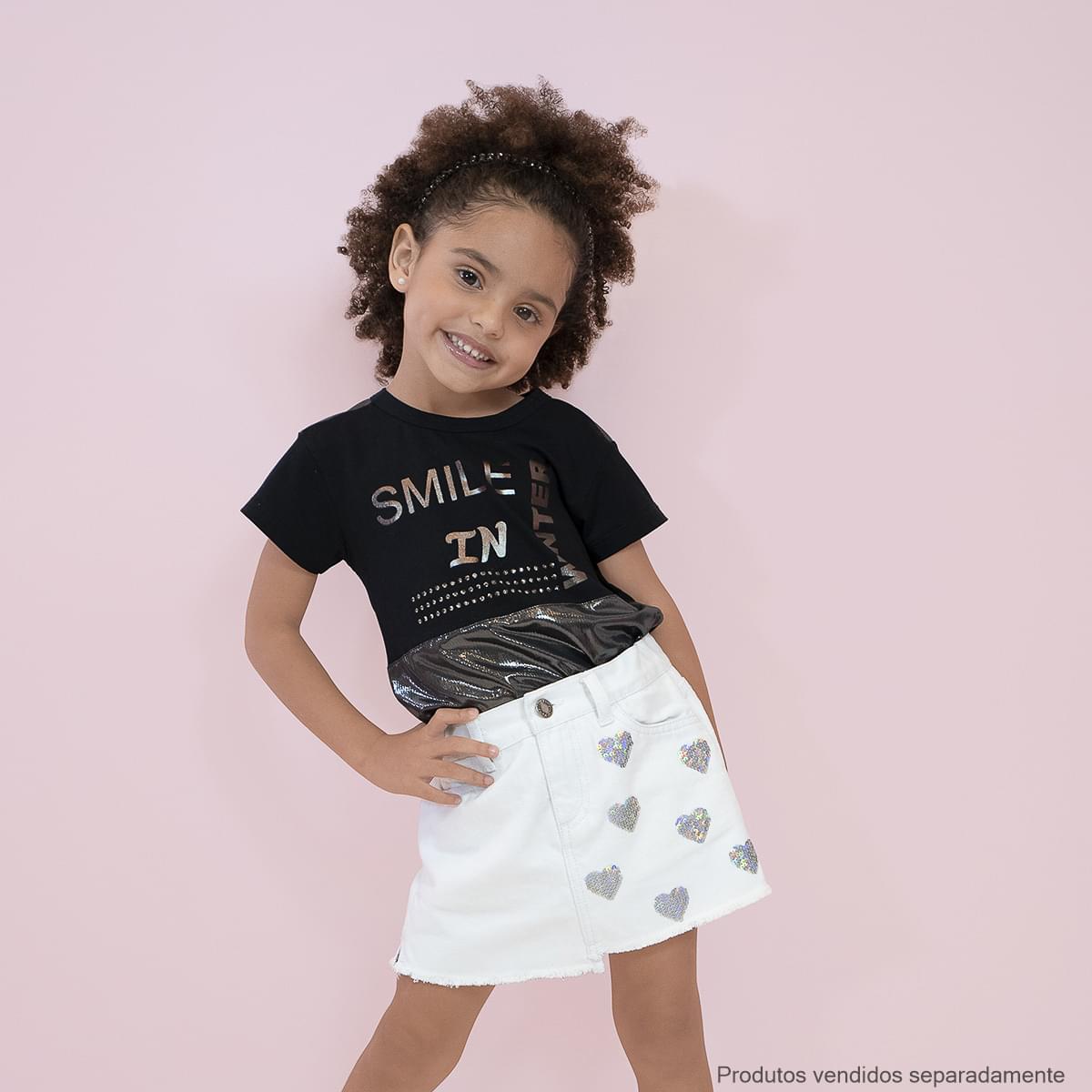 Camiseta Infantil Pampili Smile in Winter Preta