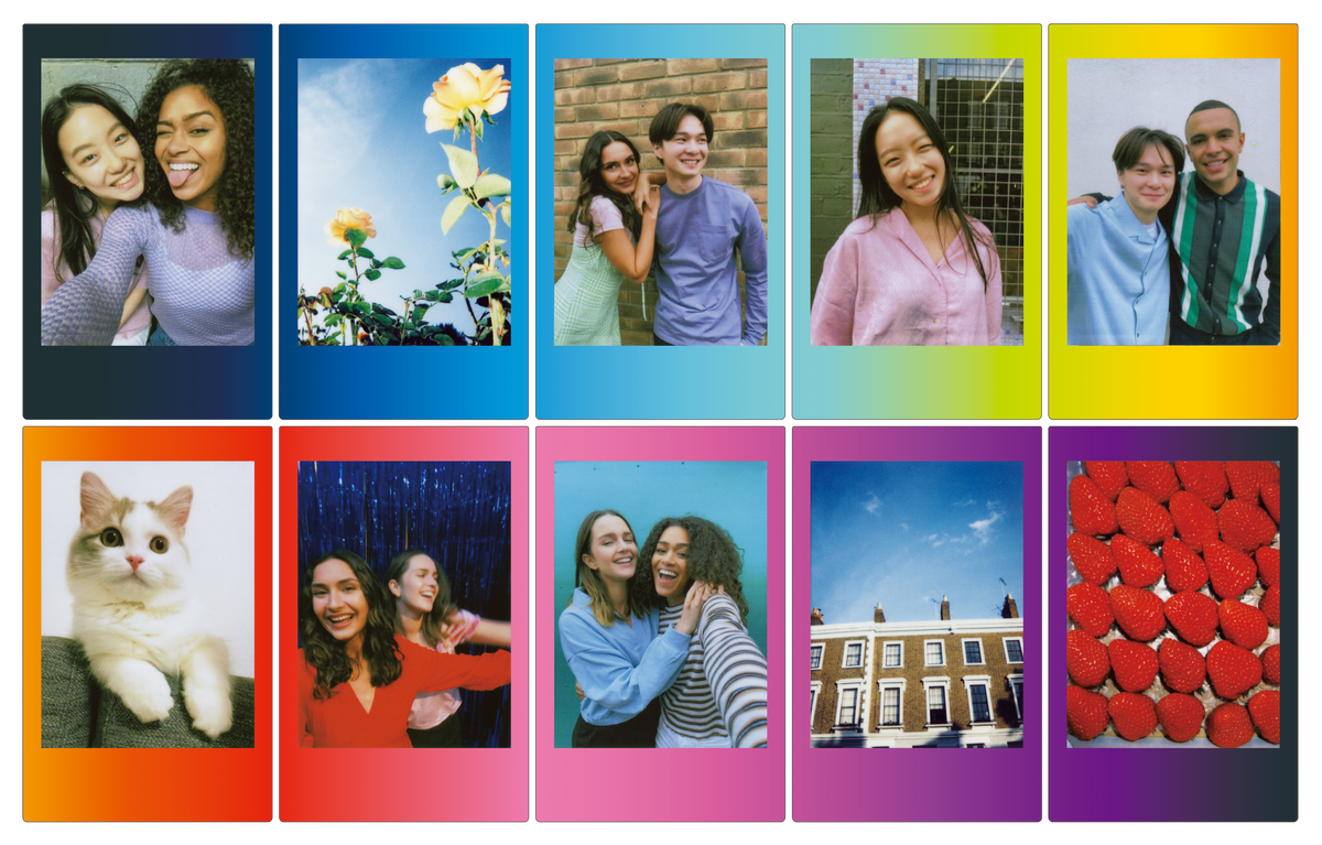 Combo Bolsa instax mini 11 Rosa + Filme mini Rainbow 10 Fotos