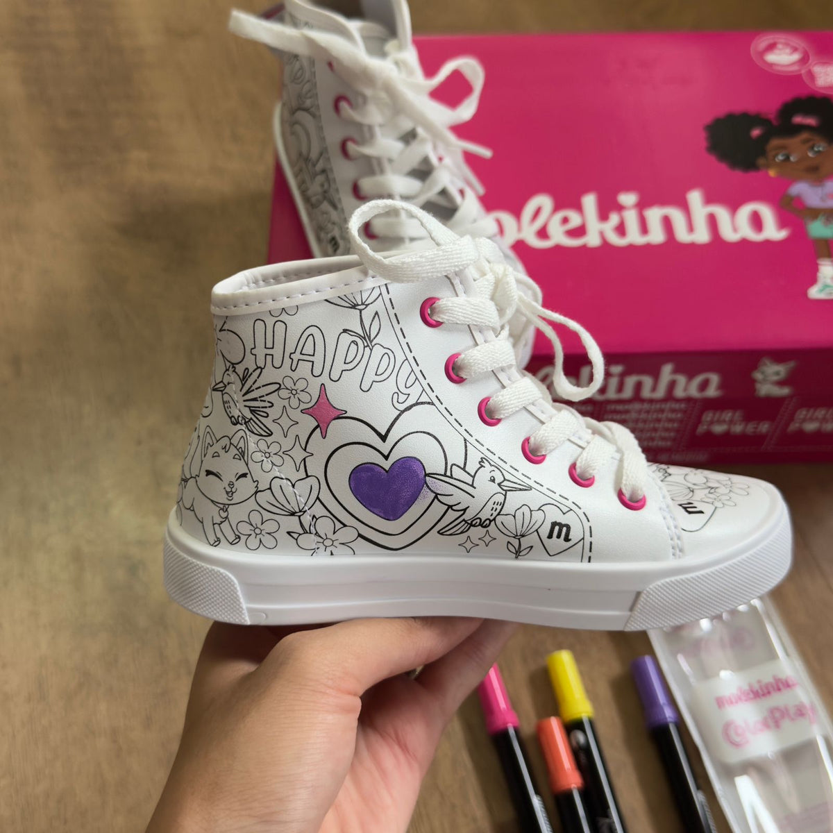 Tênis Molekinha Cano Alto para Colorir 2593.102