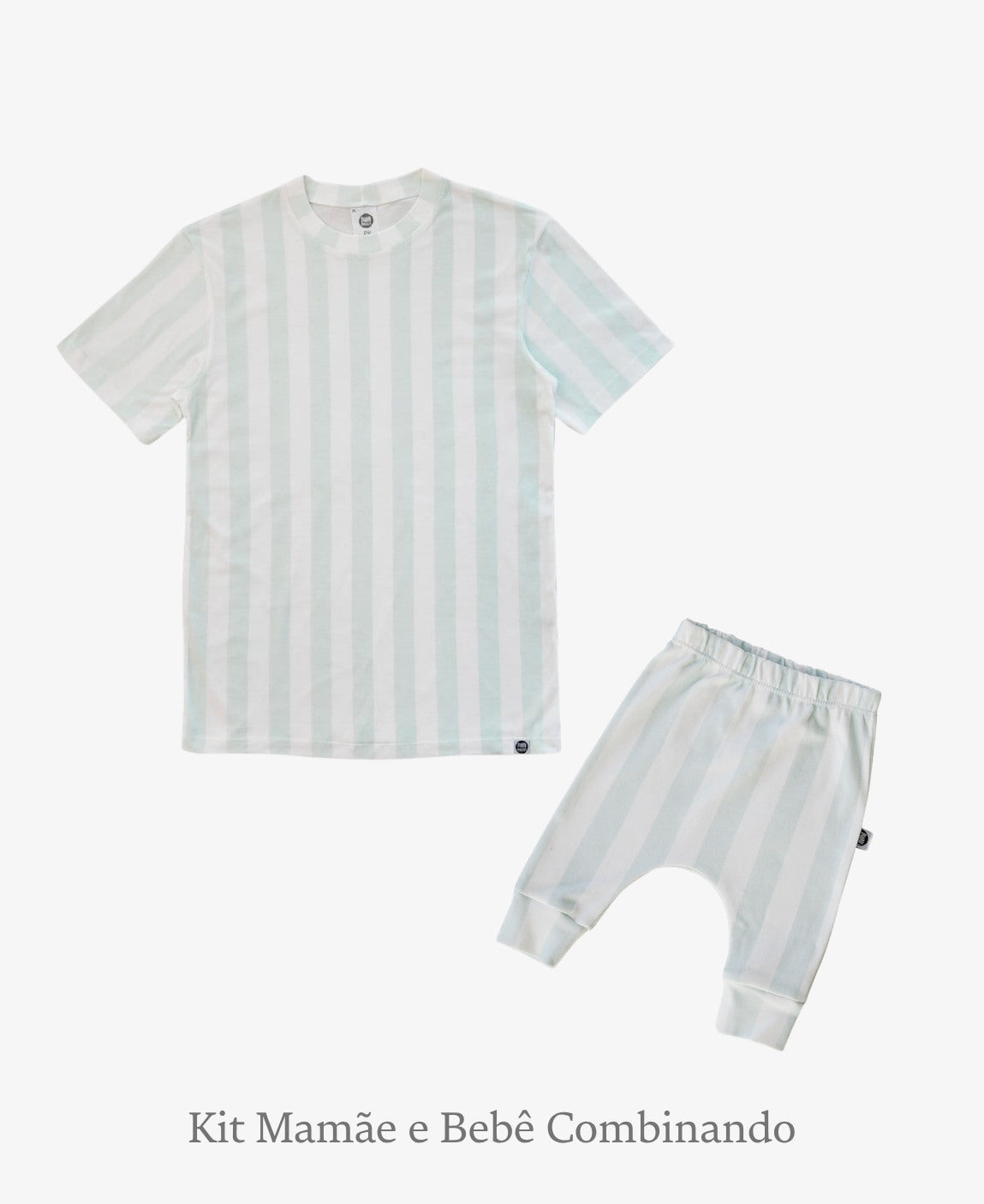 Kit Tal Mãe Tal Filho Camiseta Adulto + Calça Harém Bebê | Listras Fresh