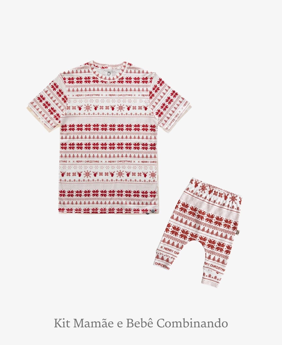 Kit Tal Mãe Tal Filho Camiseta Adulto + Calça Harém Bebê | Xmas Tricot