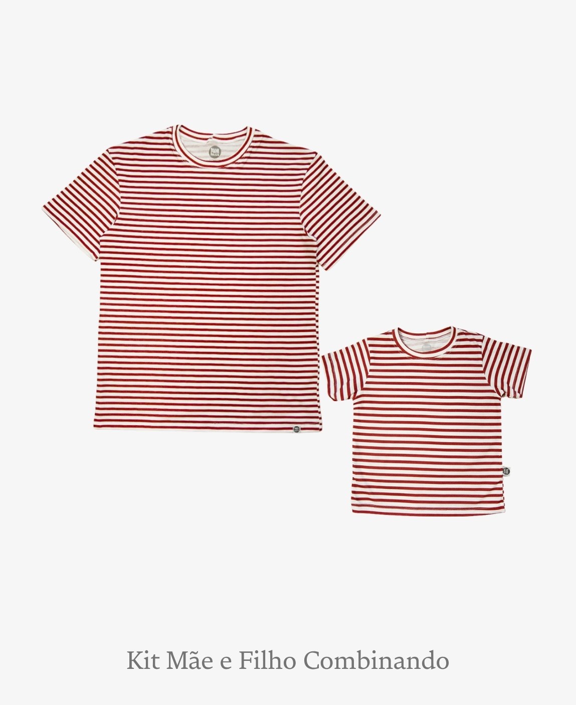 Kit Tal Mãe Tal Filho Camiseta Adulto + Camiseta Infantil | Listrinhas Vermelho