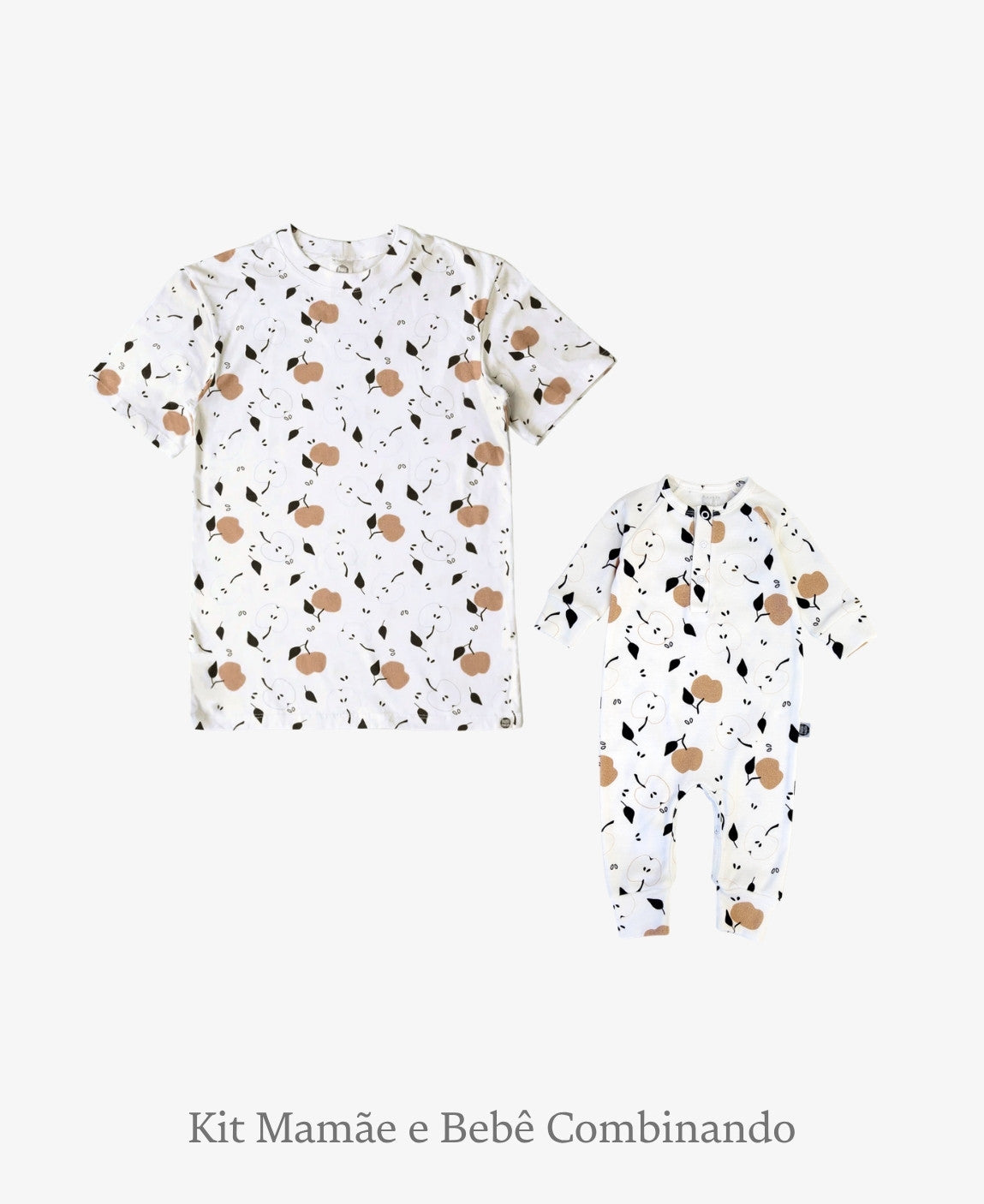 Kit Tal Mãe Tal Filho Camiseta Adulto + Macacão Bebê | Apples