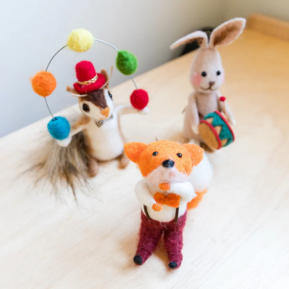 Kit Animais de Circo 3 pcs, de Feltro de Lã