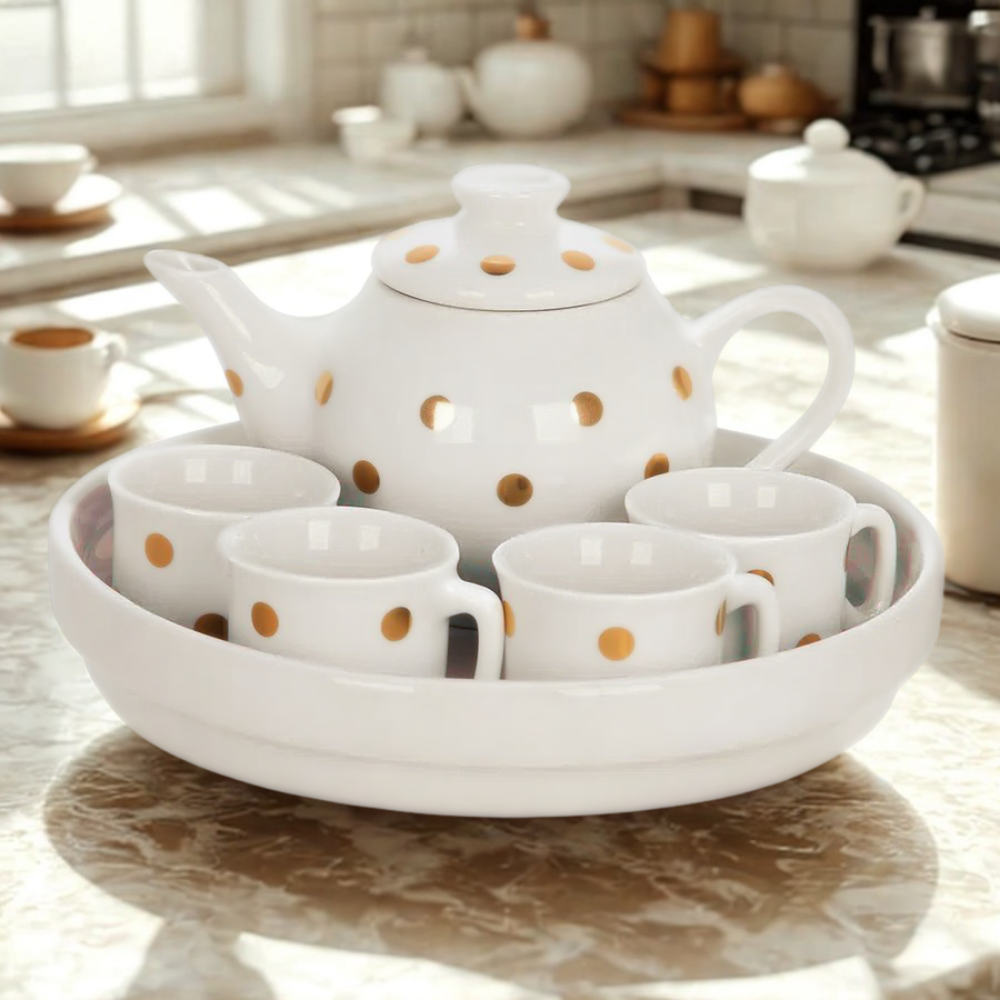 Kit Jogo de Chá Branco, de Porcelana