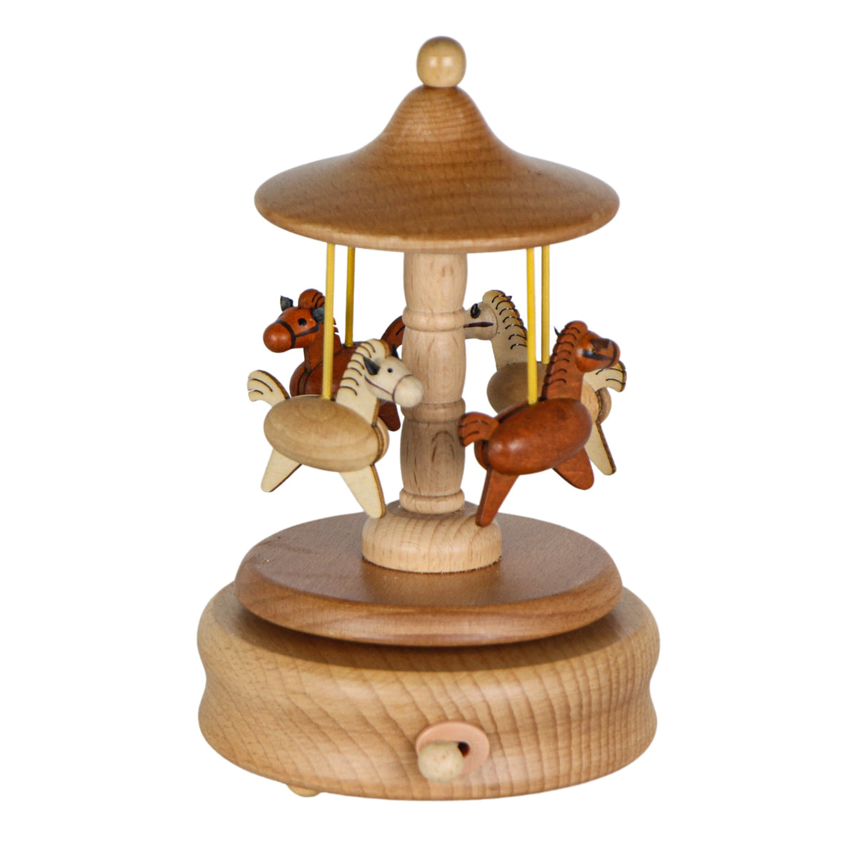 CAIXA DE MUSICA CARROSSEL CAVALO DE MADEIRA TALHADA