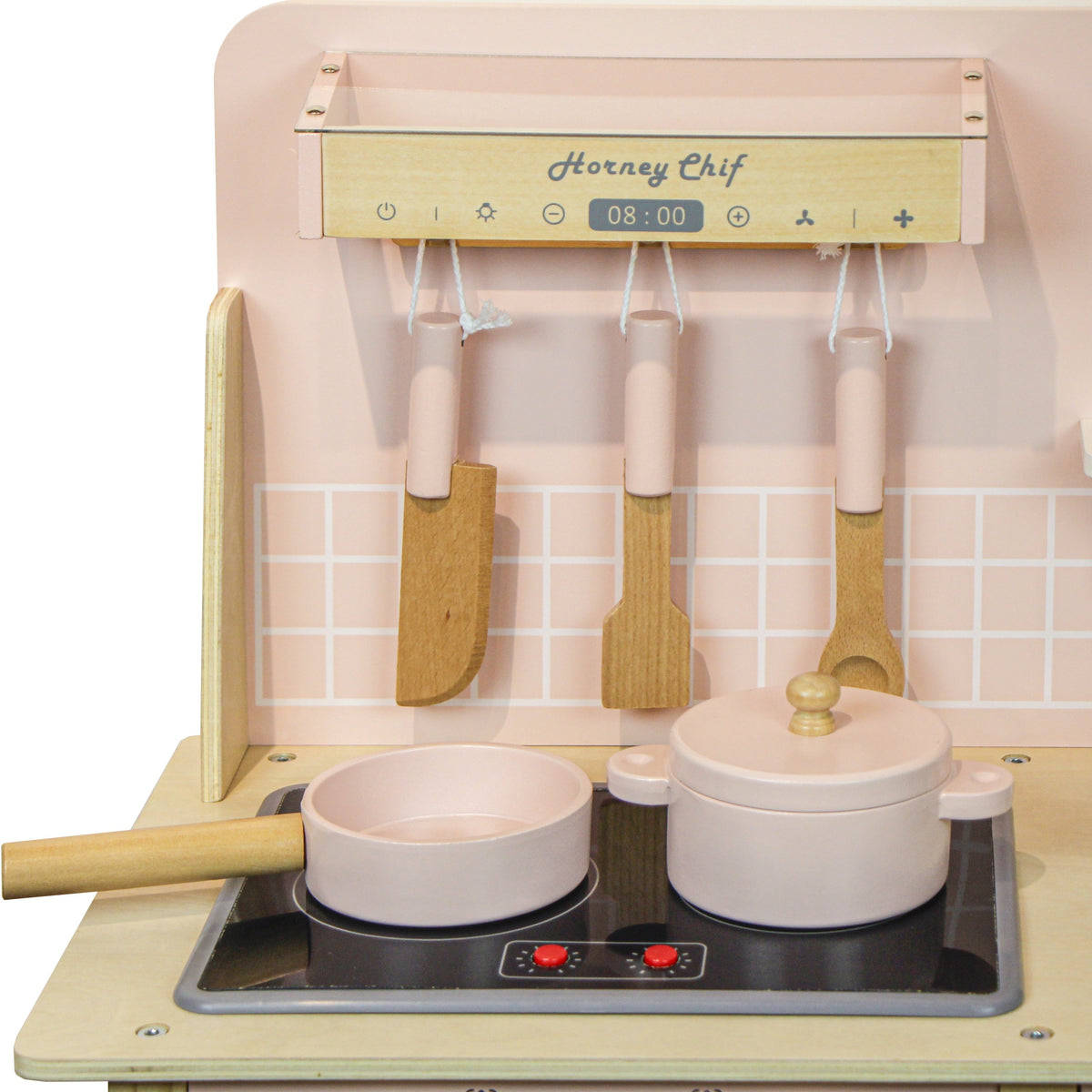 COZINHA INFANTIL DE MADEIRA ROSA COM ACESSORIOS E COOKTOP PARA MENINAS
