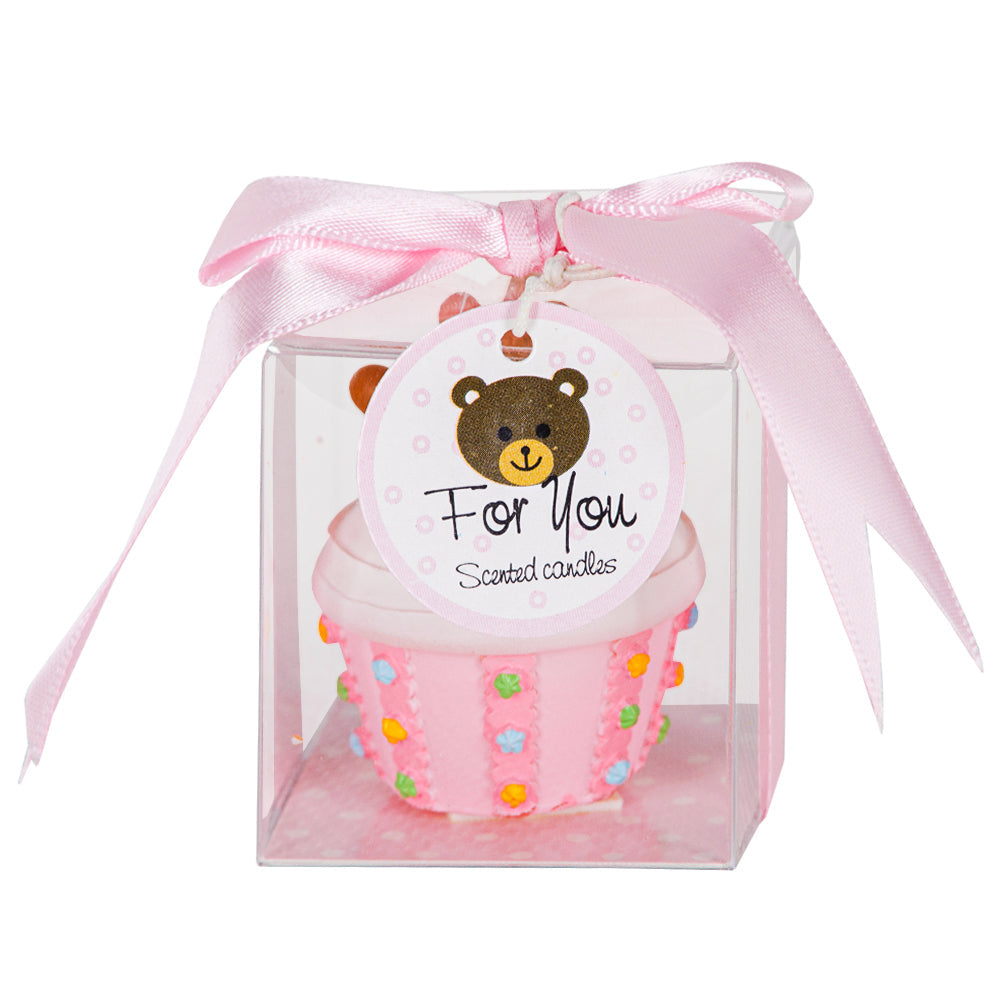 KIT COM 10 VELA URSO CUPCAKE ROSA PERFUMADA