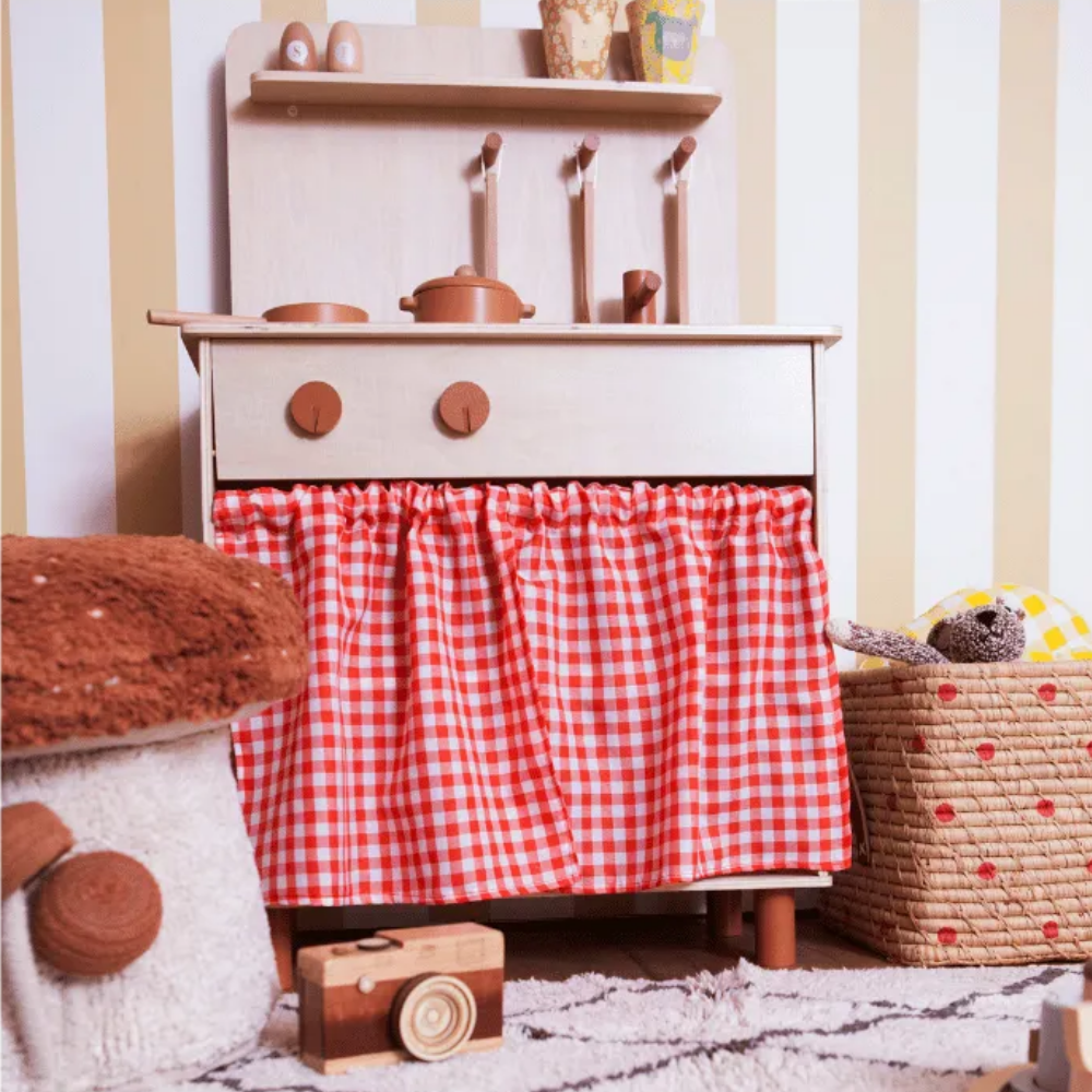Kit Cozinha com Fogão Elétrico Retrô, de Madeira